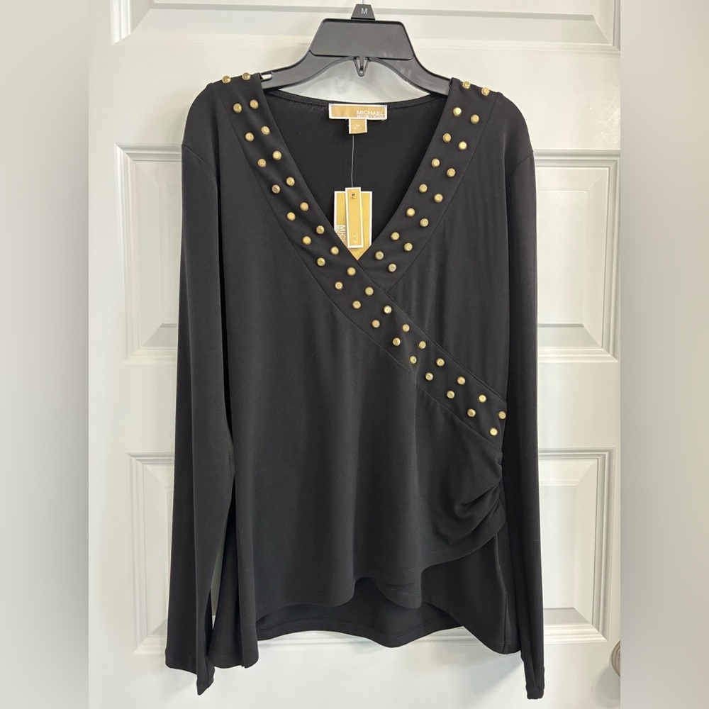 Michael Kors Black Top with Gold Studs
